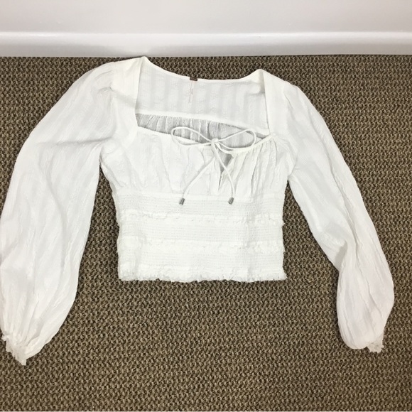 FREE PEOPLE “LOLITA” Pheasant Top in white size S - Picture 5 of 12